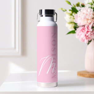 Modernes pinkes minimalistisches Anfangsmonogramm Trinkflasche