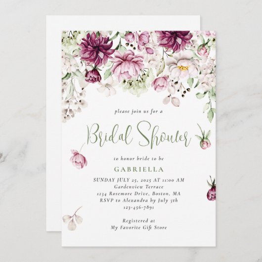 Modernes pinkfarbenes Brautparty Einladung (Vorne/Hinten)