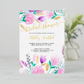 Modernes pinkfarbenes Brautparty in Aquarell Folieneinladung (Stehend vorne)