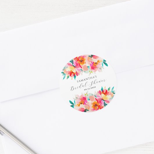 Modernes pinkfarbenes Brautparty Runder Aufkleber