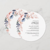 Modernes pinkfarbenes, florales Brautparty Einladung (Vorne/Hinten)