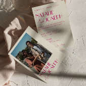 Modernes pinkfarbenes französisches Retro-Foto Hoc Einladung