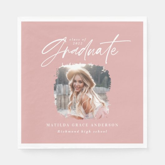 Modernes pinkfarbenes gürtelförmiges Foto elegante Serviette (Vorderseite)