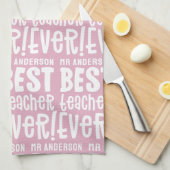 Modernes pinkfarbenes, mädchenhaft bester Lehrer T Geschirrtuch (Viertel Falte)