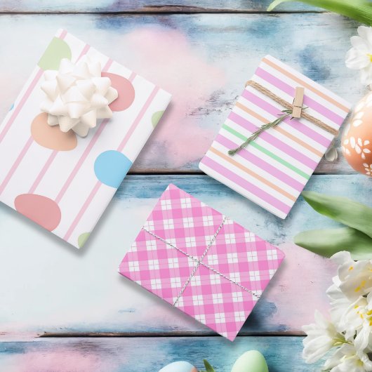 Modernes pinkfarbenes Osterfest - Set von 3 Geschenkpapier Set