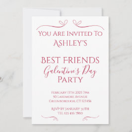Modernes pinkfarbenes Party des Galentiner Tages Einladung