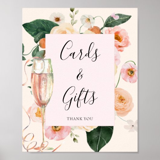 Modernes pinkfarbenes pfirsichfarbenes Champagner- Poster (Vorne)