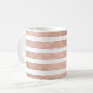 Modernes pinkfarbenes, weißes Stripteppichchen Kaffeetasse
