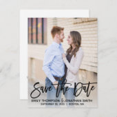 Modernes Pinsel Script-Foto Save the Date Karte Sc (Vorne/Hinten)