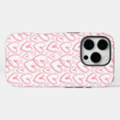 Modernes Pinselherz Rosa Weißes Muster Case-Mate iPhone Hülle (Rückseite (Horizontal))