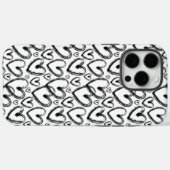 Modernes Pinselherz Schwarz-weißes Muster Case-Mate iPhone Hülle (Rückseite (Horizontal))