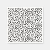 Modernes Pinselherz Schwarz-weißes Muster Serviette (Vorderseite)