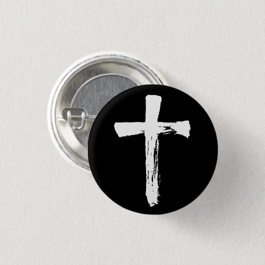 Modernes Pinselkreuz Christlich Christus Jesus Cru Button (Vorne & Hinten)