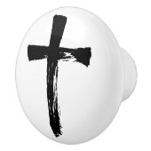 Modernes Pinselkreuz - Christliches künstlerisches Keramikknauf (Rechts)