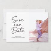 Modernes Pinselskript 2 Foto Hochzeit Save The Date (Vorderseite)