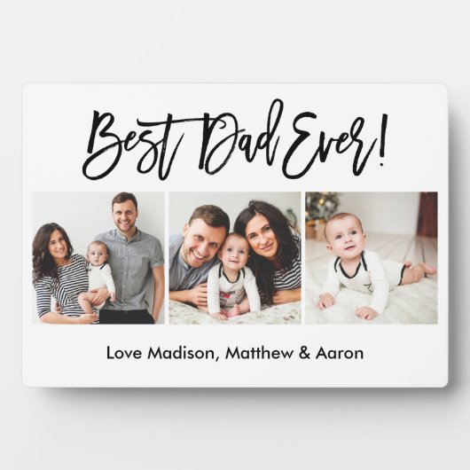 Modernes Pinselskript 3 Foto Bester Vater je Fotoplatte (Vorderseite)