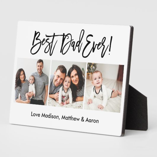 Modernes Pinselskript 3 Foto Bester Vater je Fotoplatte (Seite)