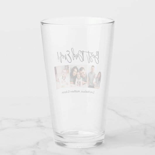 Modernes Pinselskript 3 Foto Bester Vater je Glas (Rückseite)