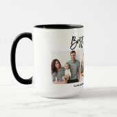 Modernes Pinselskript 3 Foto Bester Vater je Tasse (Links)