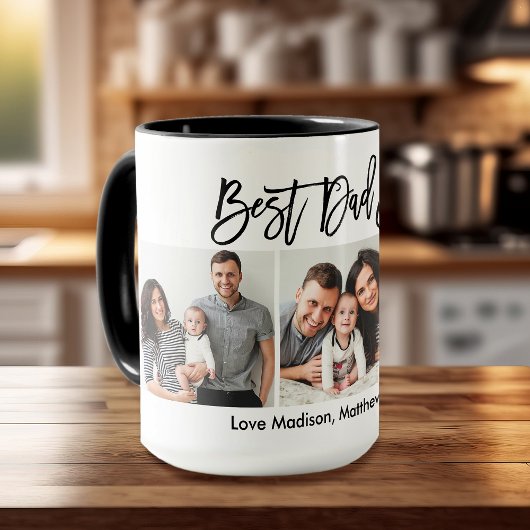 Modernes Pinselskript 3 Foto Bester Vater je Tasse