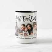 Modernes Pinselskript 3 Foto Bester Vater je Zweifarbige Tasse (Mittel)