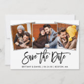 Modernes Pinselskript 3 FotoCollage Save The Date (Vorderseite)
