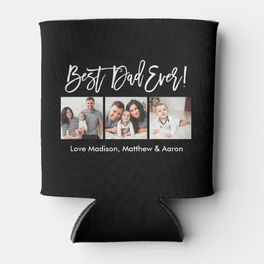 Modernes Pinselskript 3 Fotos Bester Vater je Dosenkühler (Vorderseite)