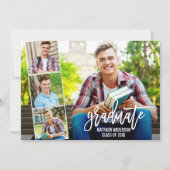 Modernes Pinselskript 4 Foto Collage Abschluss Ankündigung (Vorderseite)