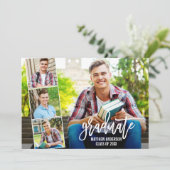 Modernes Pinselskript 4 Foto Collage Abschluss Ankündigung (Stehend Vorderseite)