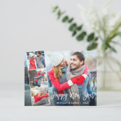 Modernes Pinselskript 4 Foto Happy New Year Postkarte (Stehend Vorderseite)