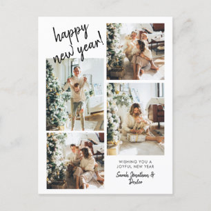Modernes Pinselskript 4 Foto Happy New Year Postkarte