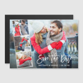 Modernes Pinselskript 4 Foto Magnetisch Save the D Magnetkarte (Vorne/Hinten)