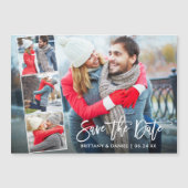 Modernes Pinselskript 4 Foto Magnetisch Save the D Magnetkarte (Vorderseite)