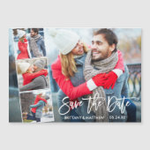 Modernes Pinselskript 4 Foto Save the Date Magnetkarte (Vorderseite)