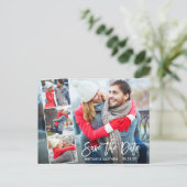 Modernes Pinselskript 4 Foto Save the Date Postkarte (Stehend Vorderseite)
