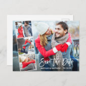 Modernes Pinselskript 4 Foto Save the Date Postkarte (Vorne/Hinten)
