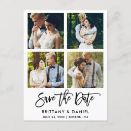 Modernes Pinselskript 4 Foto Save the Date Postkarte