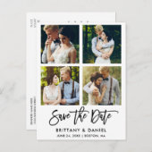 Modernes Pinselskript 4 Foto Save the Date Postkarte (Vorne/Hinten)