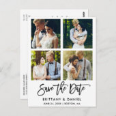 Modernes Pinselskript 4 Foto Save the Date Postkarte (Vorne/Hinten)