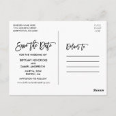 Modernes Pinselskript 4 Foto Save the Date Postkarte (Rückseite)