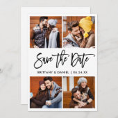 Modernes Pinselskript 4 FotoCollage Save The Date (Vorne/Hinten)