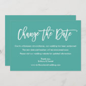 Modernes Pinselskript ändert das Datum der Aquamar Save The Date (Vorne/Hinten)