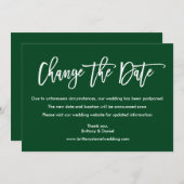 Modernes Pinselskript ändert das Datum der Grünen Save The Date (Vorne/Hinten)