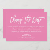 Modernes Pinselskript ändert das Datum der rosa Ka Save The Date (Vorne/Hinten)