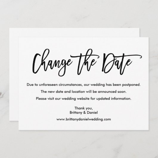 Modernes Pinselskript ändert die Datumskarte Save The Date (Vorne/Hinten)