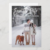 Modernes Pinselskript Couple Foto Save the Date (Vorne/Hinten)