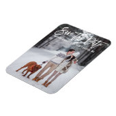 Modernes Pinselskript Couple Foto Save the Date Magnet (Linke Seite)