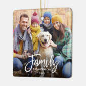 Modernes Pinselskript-Family-Foto Keramikornament (Links)