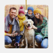 Modernes Pinselskript-Family-Foto Keramikornament (Rückseite)