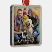 Modernes Pinselskript-Family-Foto Ornament Aus Metall (Rechts)